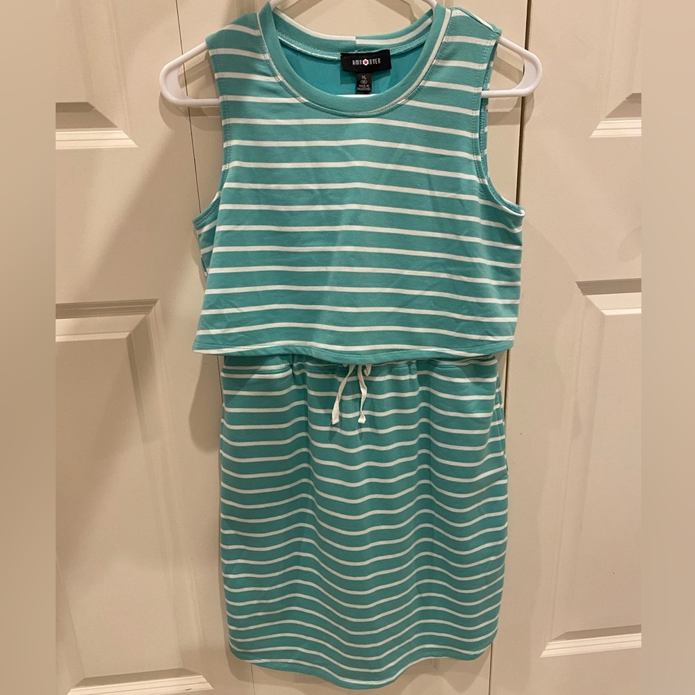 Teal & White Striped Dress Size XL (16)